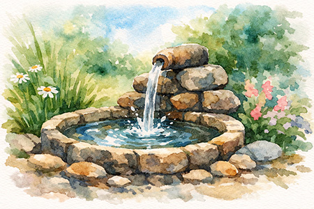 آبنمای ساده برای باغ